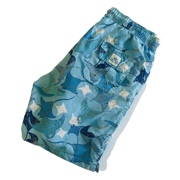 Peter Millar Swim‎ Trunks Blue White Stingrays Drawstring Pockets Size Large - Picture 1 of 8